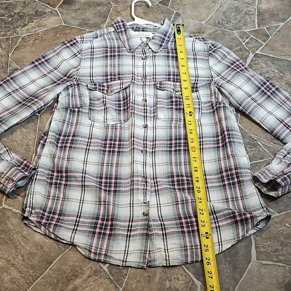 H&M L.O.G.G. Plaid Long Sleeve Cotton Shirt Sz 6 - Picture 7 of 10